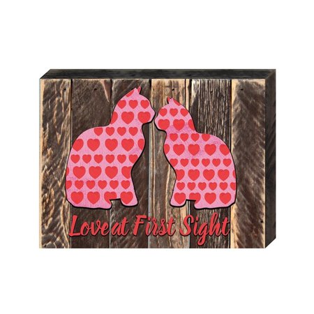 DESIGNOCRACY Love at First Sight Decorated Quote Art on Board Wall Decor 9873408